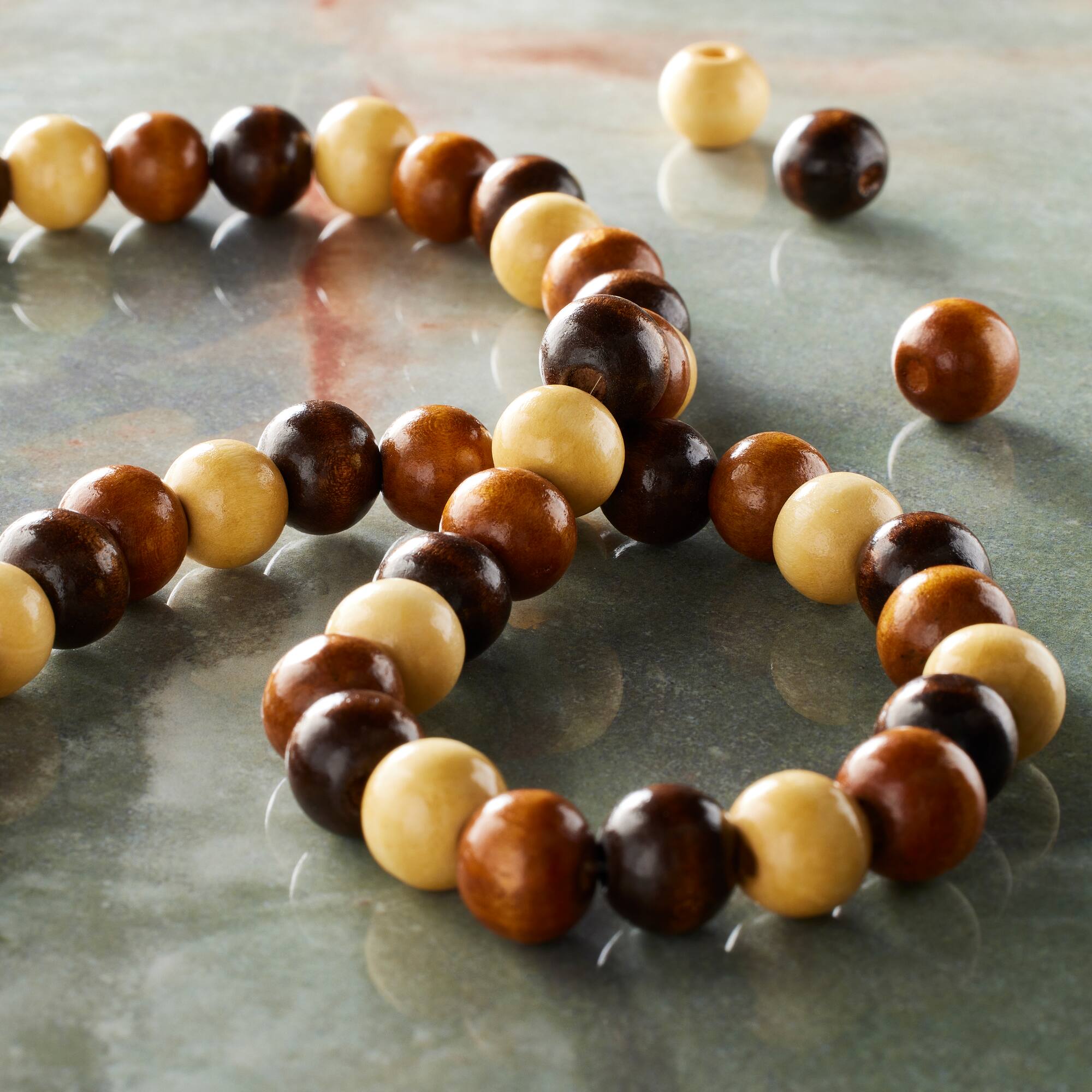 Beige & Brown Round Beads, 10mm by Bead Landing®